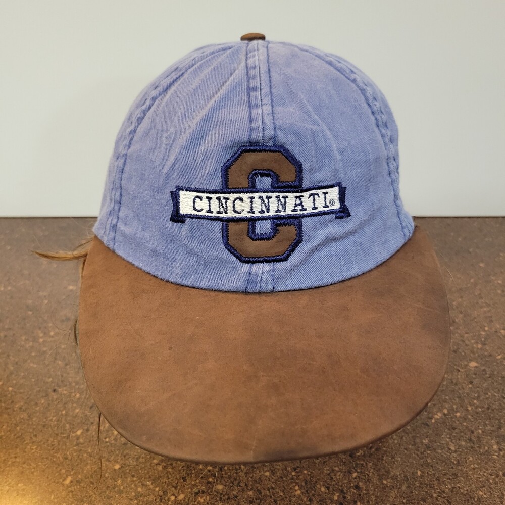 J&M Davidson Baseball Cap Mens Brown Blue Embroidered Cincinnati Adjustable Hat